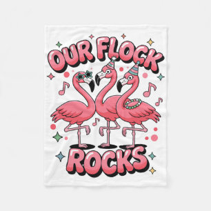 Our Flock Rocks Flamingo Matching Family Vacation Fleece Blanket