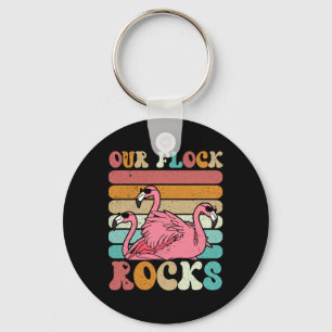 Our Flock Rocks Flamingo Matching Family Vacation Keychain