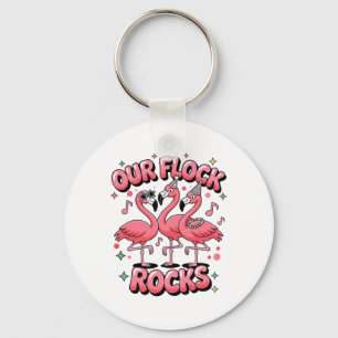 Our Flock Rocks Flamingo Matching Family Vacation  Keychain