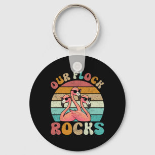 Our Flock Rocks Flamingo Matching Family Vacation Keychain