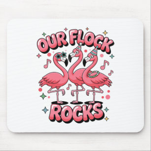 Our Flock Rocks Flamingo Matching Family Vacation Mouse Pad