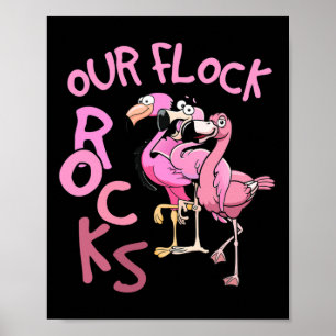 Our Flock Rocks Flamingo Matching Family Vacation Poster