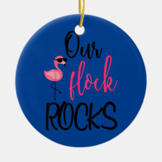 Our Flock Rocks Flamingo Mother's Day Ceramic Ornament