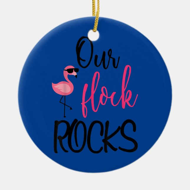 Our Flock Rocks Flamingo Mother's Day  Ceramic Ornament (Front)