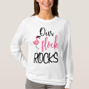 Our Flock Rocks Flamingo Mother's Day Gift T-Shirt