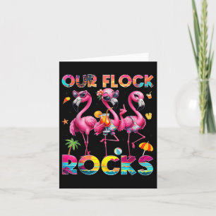 Our Flock Rocks Flamingo Summer Vacation Family Ma Card