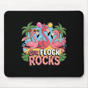 Our Flock Rocks Flamingo Summer Vacation Family Ma Mouse Pad