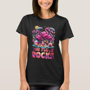 Our Flock Rocks Flamingo Summer Vacation Family Ma T-Shirt