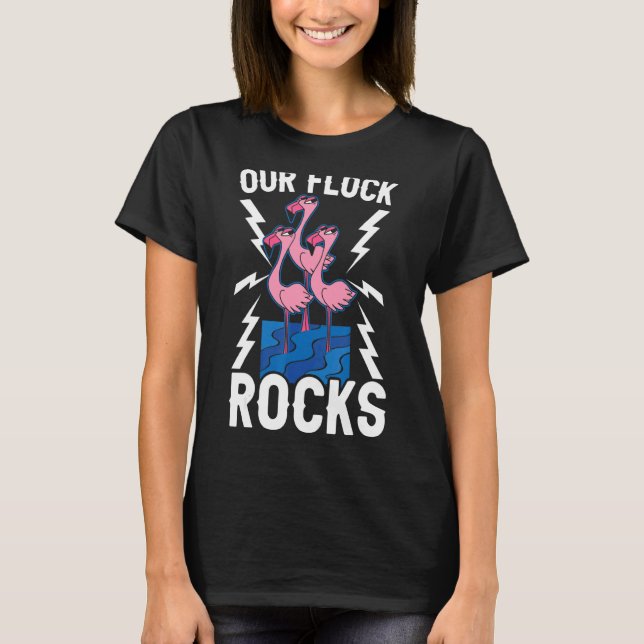 Our Flock Rocks Flamingo Whisperer Pink Feather Bi T-Shirt (Front)