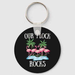 Our Flock Rocks Flamingos Lover Family Vacation Gr Keychain
