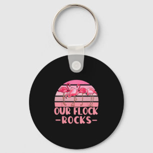Our Flock Rocks Flamingos Lover Family Vacation Gr Keychain