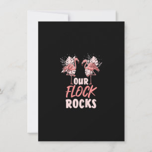 Our Flock Rocks Funny Flamingo Animal Family Humou Invitation