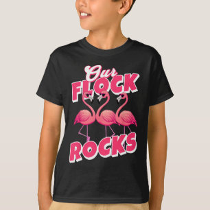 Our Flock Rocks Funny Flamingo Matching Family Vac T-Shirt