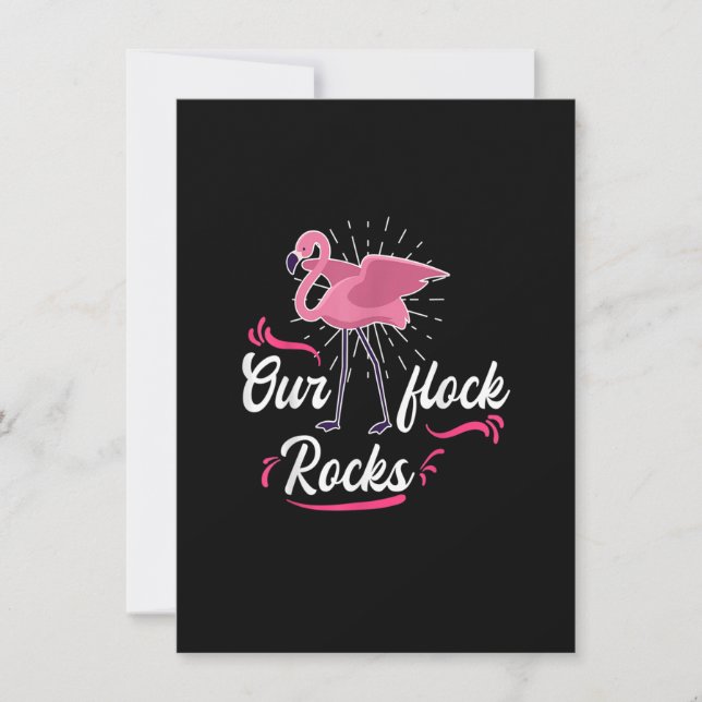 Our flock rocks Pink Flamingo Celebrate Invitation (Front)