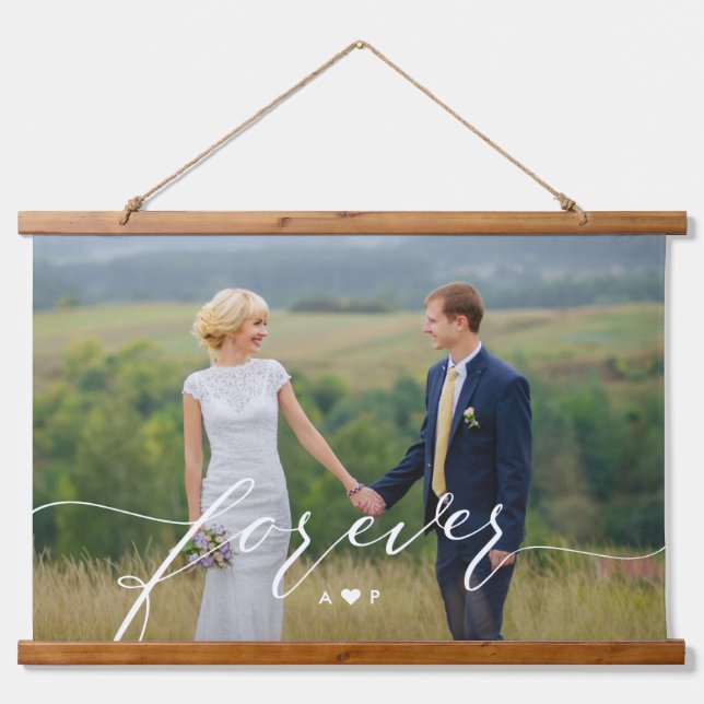 Our Forever Wedding Couple Photo Wall Tapestry (Front)