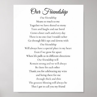 Our Friendship Best Friend Poem Poster