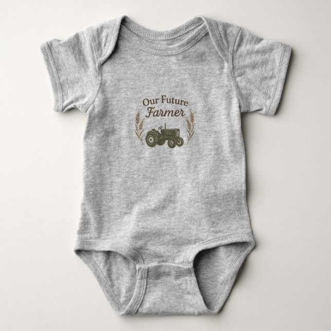 Our Future Farmer | Rustic Farm Baby Bodysuit (Front)