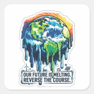 Our Future is Melting   Global Warming Awareness Square Sticker