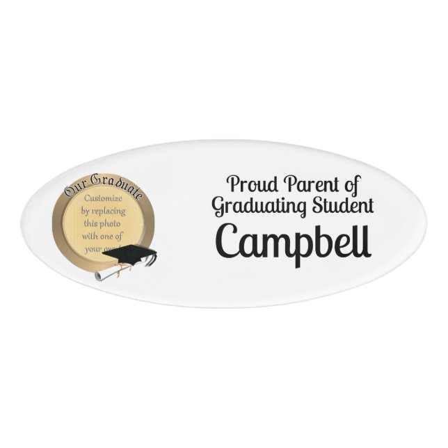 'Our Grad' Photo Frame Graduation  Name Tag (Front)