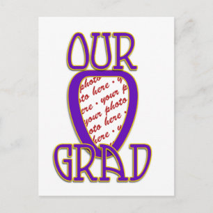 OUR GRAD Purple & Gold School Colours Frame Postcard