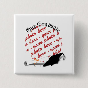 "Our Graduate" w/Cap & Diploma Photo Frame 2 Inch Square Button