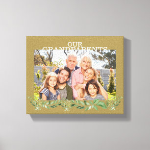 Our Grandparents Photo with GrandChildren Foliage Canvas Print