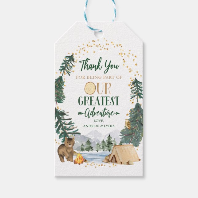 Our Greatest Adventure Baby Shower Favour Tag (Front)