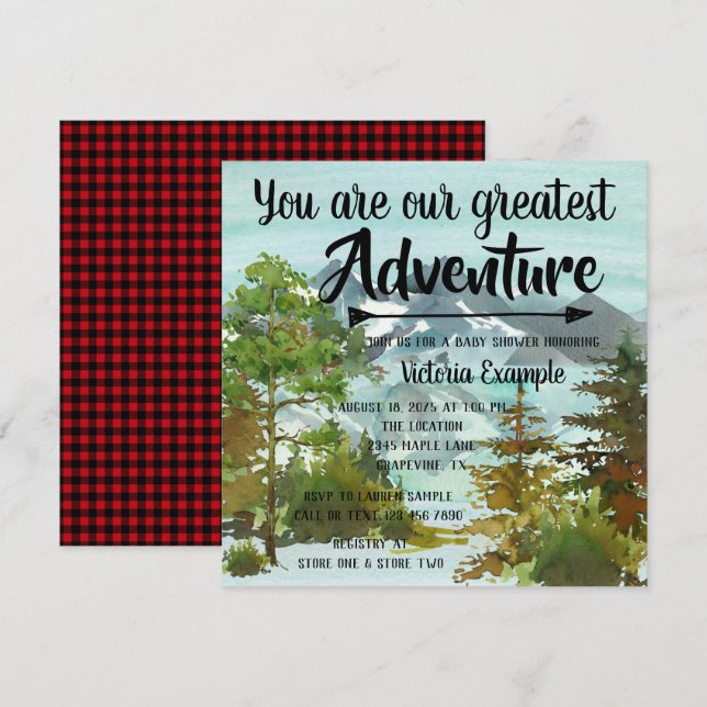 Our Greatest Adventure Baby Shower Inivtations Invitation (Front/Back)