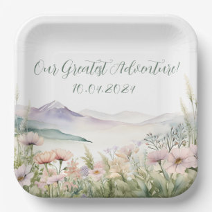 Our greatest adventure baby shower paper plate