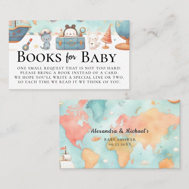 Our Greatest Adventure Map Books Card Baby Shower (Front/Back)