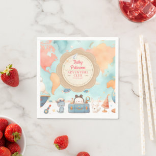 Our Greatest Adventure Vintage Pink Baby Shower Napkin
