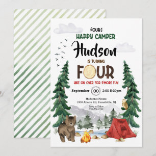 Our Happy Camper is Four Birthday Invitation