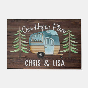 Our Happy Place Doormat, Personalized Camp Doormat