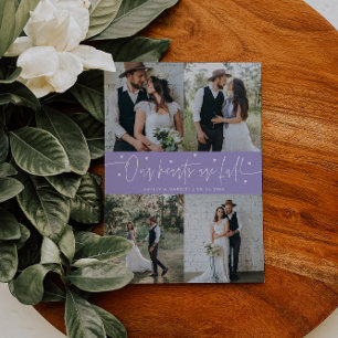 Our Hearts Are Full Wedding Photo Lilac Thank You Card