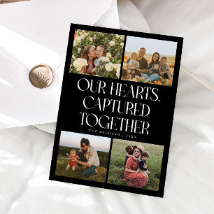 Our Hearts Black Multi Photo Valentines Day Holiday Card