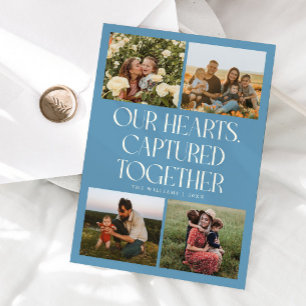 Our Hearts Denim Blue Multi Photo Valentines Day Holiday Card