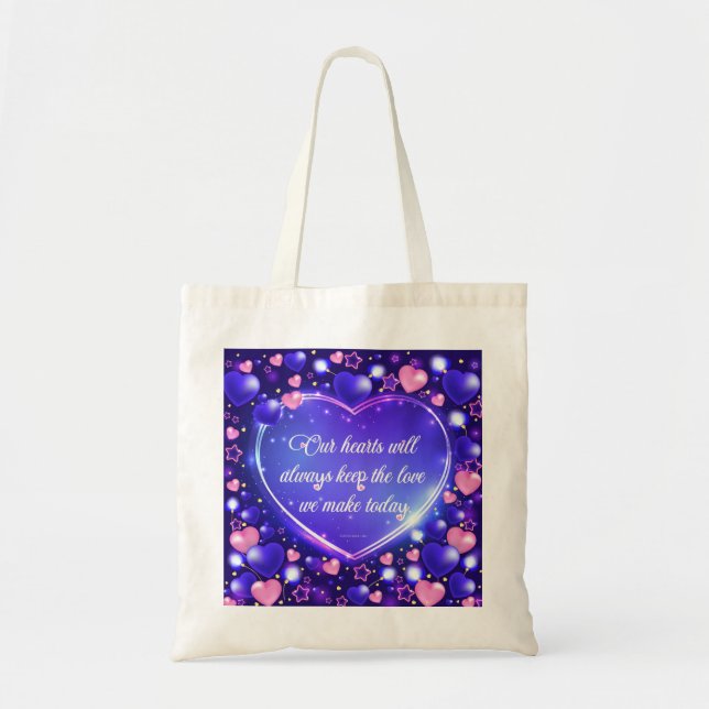 Our hearts keep the love tote bag (Front)