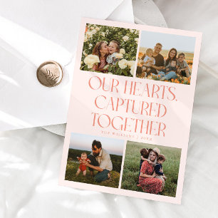 Our Hearts Peach Multi Photo Valentines Day Holiday Card