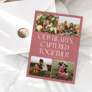Our Hearts Pink Multi Photo Valentines Day Holiday Card