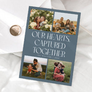 Our Hearts Slate Blue Multi Photo Valentines Day Holiday Card