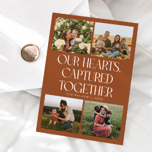 Our Hearts Terracotta Multi Photo Valentines Day Holiday Card