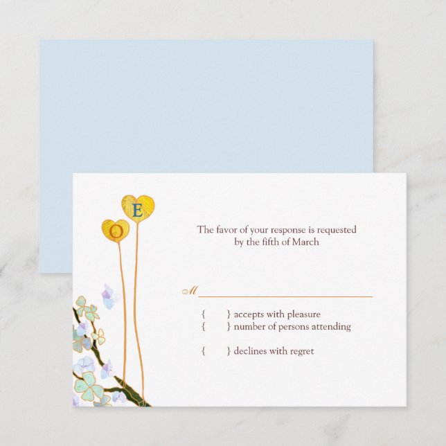 Our Hearts Together White Wedding RSVP Card (Front/Back)