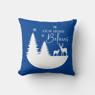 Our Home Believes Winter Scene Throw Pillow