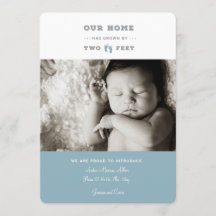Our home has grown by two feet birth announcement