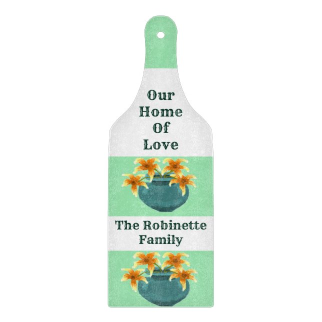 "Our Home Of Love",  Glass Paddle Cutting Board (Front)