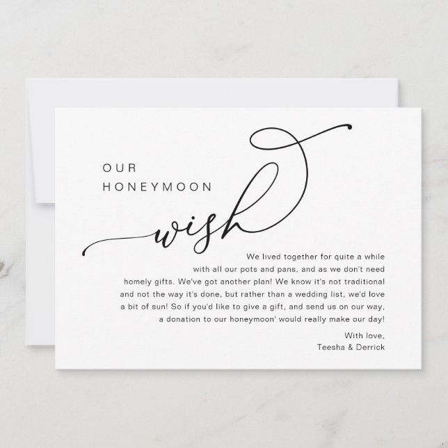 Our Honeymoon Wish, Wedding Invites Enclosure Card (Front)
