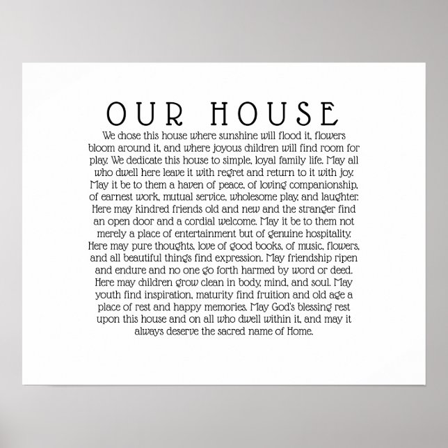OUR HOUSE Quote Print (Front)