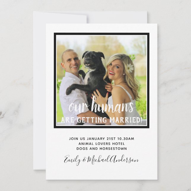 Our Humans Are ENGAGED - PHOTO Party Invitations (Front)