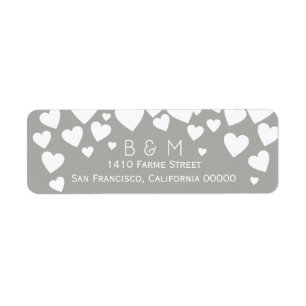 our initials with love hearts on grey wedding