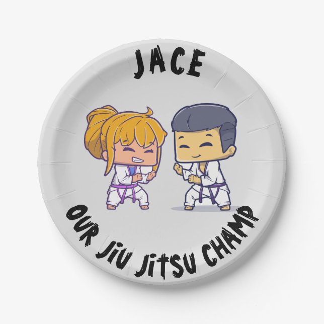 Our Jiu Jitsu Champ Birthday Paper Plate (Front)